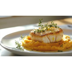 Lotte Bretonne, pommes de terre rôties et sauce citronnée